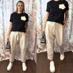 Světle béžové elegantní kalhoty se sníženým sedem PERFECT