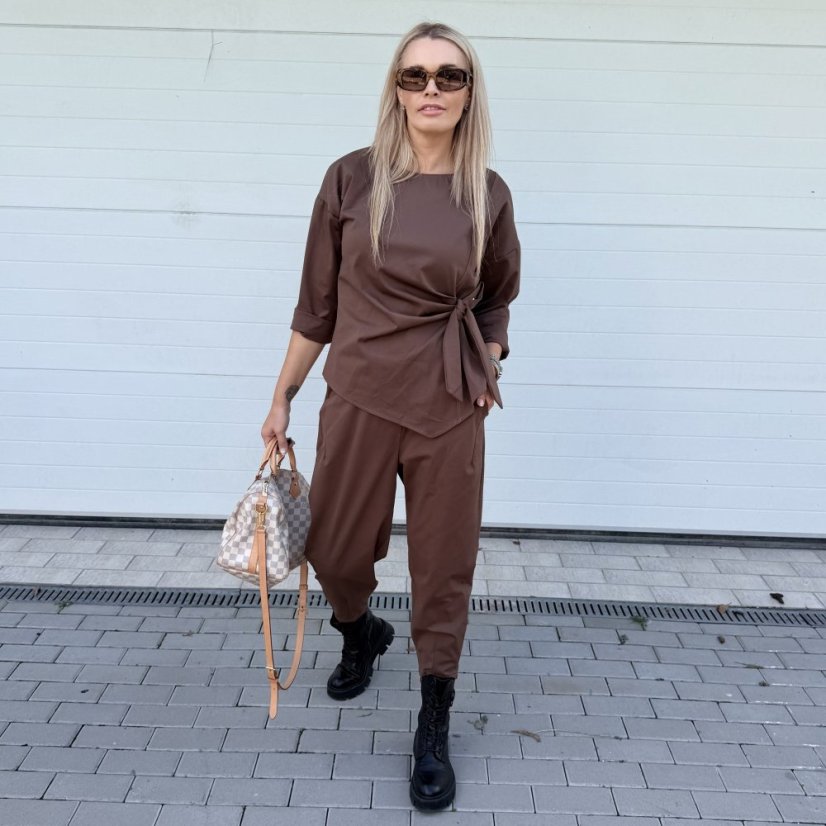Čokoládově hnědá trendy souprava ELEGANT CHIC LONG