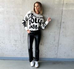 Černé koženkové zvonové kalhoty ESTEAM
