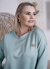 Mintová mikina z máslového materiálu zdobená krajkou QUEEN