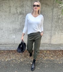 Khaki trendy kalhoty CITY COMFY