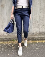 Tmavě modré džínové kalhoty s páskem MONACO DENIM