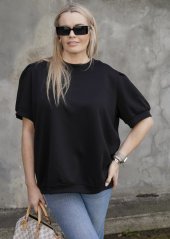 Černé mikinové třičko z máslového materiálu PUFFY