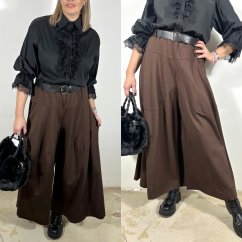 Čokoládově hnědá kalhotová sukně s páskem MAELLA