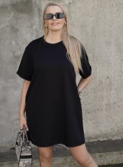 Černé basic oversize šaty z máslového materiálu RELAX