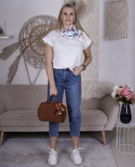 Bílé bavlněné basic tričko se šátkem 2v1 PARIS