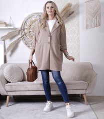 Mokka hnědé delší sako / kabátek z máslového materiálu VICTORY