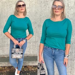 Smaragdově zelené basic tričko s 3/4 rukávem EDENA