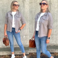 Mokka hnědá džínová oversize bunda DUNCANS