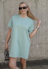 Mintové basic oversize šaty z máslového materiálu RELAX