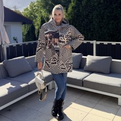 Bílo-černý stylový neoprenový kabát MUFFY DOG