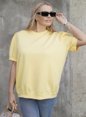 Světle žluté mikinové třičko z máslového materiálu PUFFY