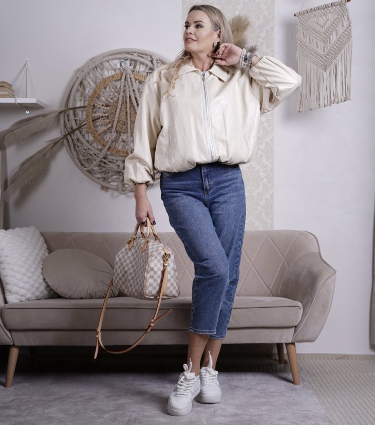 Světle béžová trendy koženková bunda EARLY