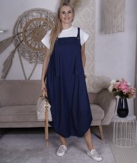 Tmavě modrá džínová dlouhá trendy šatovka VALENTIA