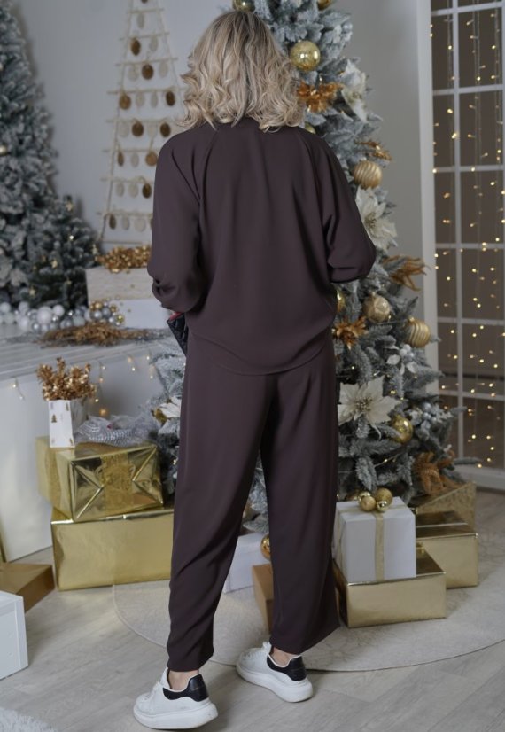 Čokoládově hnědá košile s vázačkou LUX HARMONY