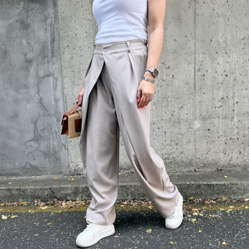 Mokka hnědé trendy kalhoty s překladem ELYSIA