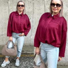 Burgundy červená stylová semišová bunda MILANO