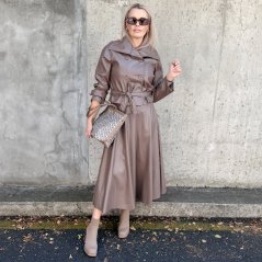 Mokka hnědý koženkový trendy kabátek LUX CELINA