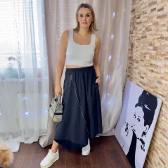 Černá dlouhá sukně zdobená zipem LUXY