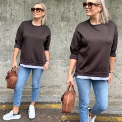 Čokoládově hnědá delší mikina z máslového materiálu PEOPLE