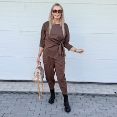 Čokoládově hnědá trendy souprava ELEGANT CHIC LONG