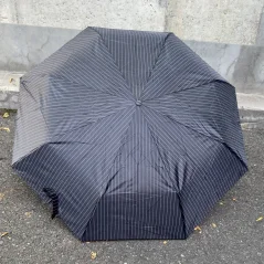 Černý skládací deštník s bílým proužkem RAINING