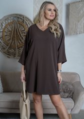 Čokoládově hnědé jednoduché šaty SERENETY BOW
