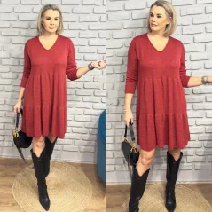 Burgundy červené úpletové šaty se zlatou nitkou LUNARY