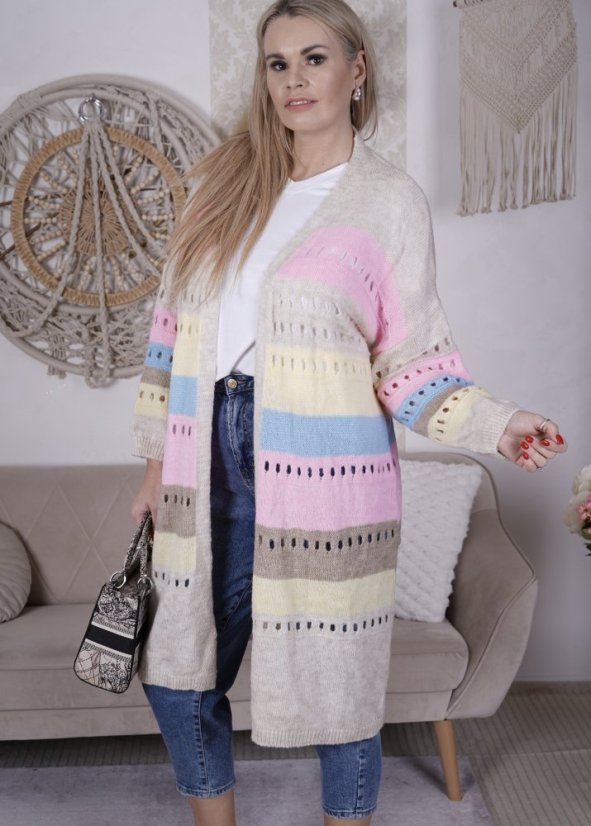 Béžový maxi kardigan VIBES PASTEL