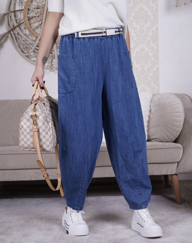 Džínové kalhoty s páskem POCKET DENIM
