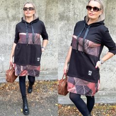 Černé plyšové kombinované šaty VAZZURA LEAF