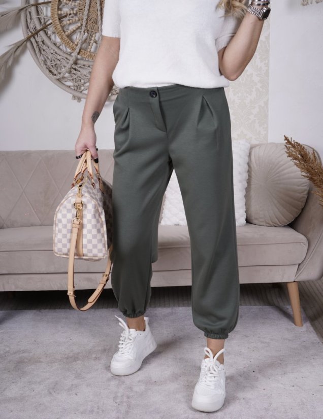 Khaki kalhoty z máslového materiálu MISSA