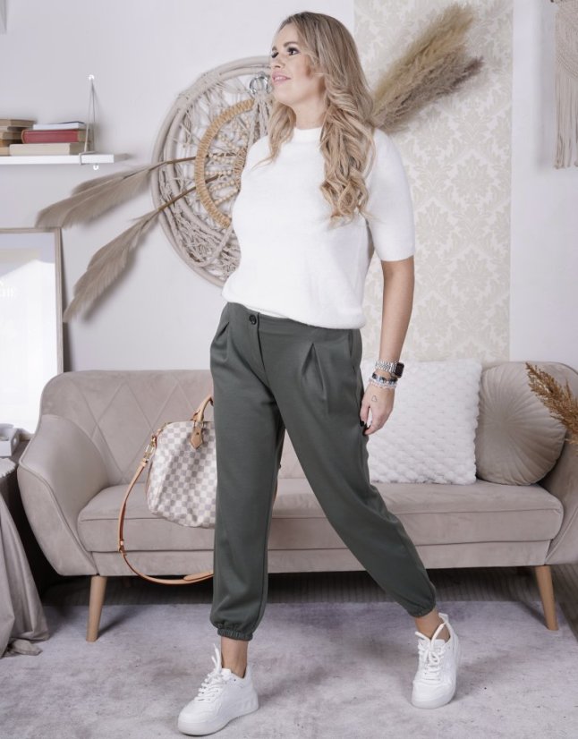 Khaki kalhoty z máslového materiálu MISSA