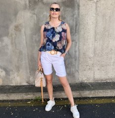 Bílé bermudy s elastickým páskem RIVIERA
