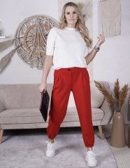 Červené kalhoty z máslového materiálu MISSA