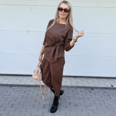 Čokoládově hnědá trendy souprava ELEGANT CHIC LONG