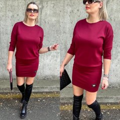 Burgundy červené šaty s lemem LUXURY