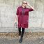 Burgundy červené kombinované šaty z máslového materiálu a flitry  GLAM HOODIE