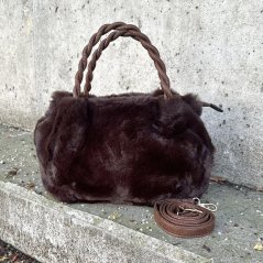 Čokoládově hnědá kožešinová kabelka FURRY CHIC