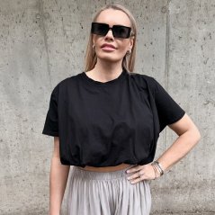 Černé bavlněné balónové tričko LUXIANNA
