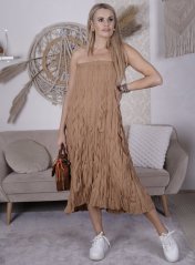 Karamelově hnědá mačkaná sukně/šaty VALEY