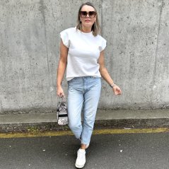 Bílé basic tričko s vycpávkami na ramenech OBSESSED