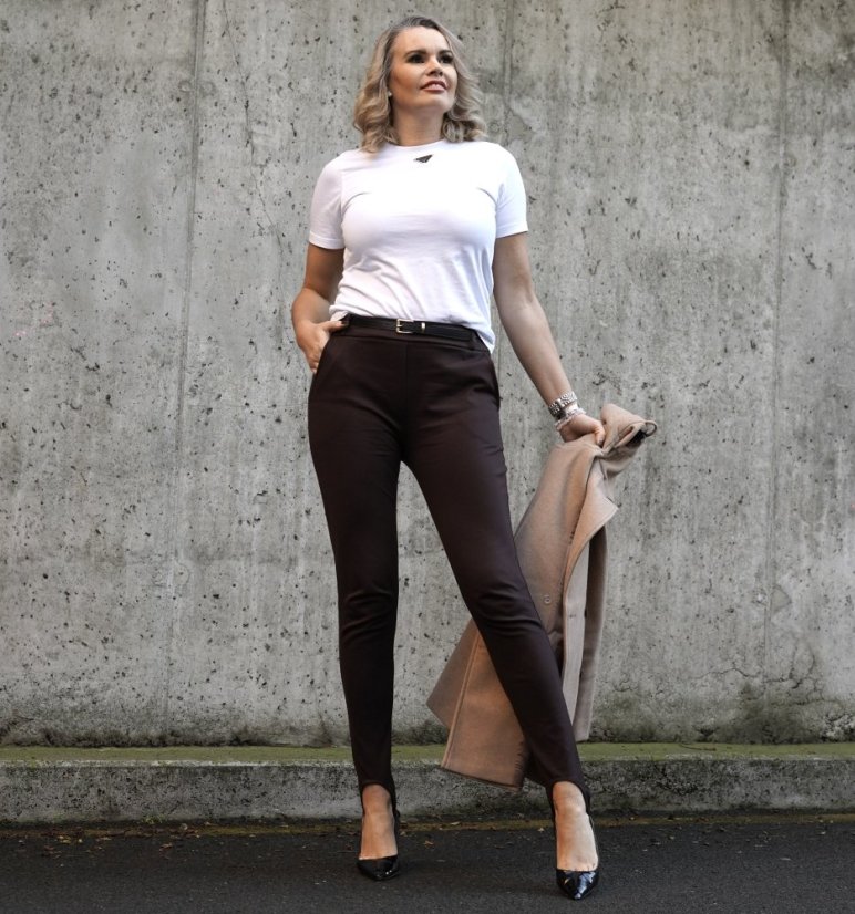 Čokoládově hnědé trendy kaliopky s páskem LUX CALLIOPE