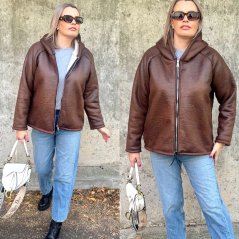 Čokoládově hnědá beránková duběňáková bunda TEDDYLINE