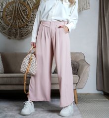 Pudrově růžové širší kalhoty LUX AURELLIA