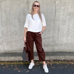 Čokoládově hnědé trendy barrelové kalhoty METFISS