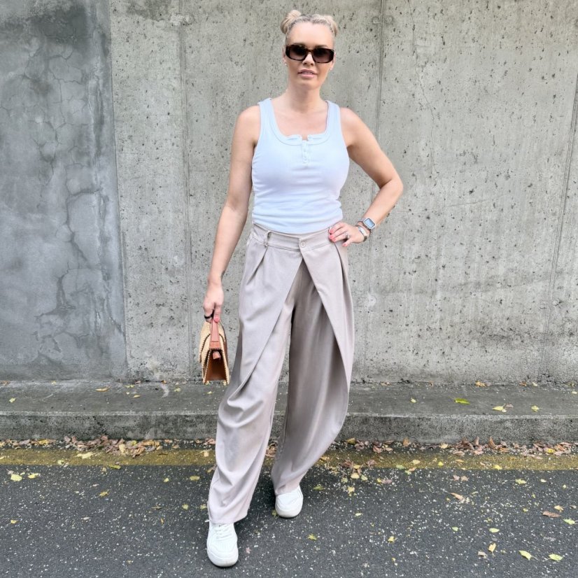 Mokka hnědé trendy kalhoty s překladem ELYSIA