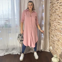 Pudrově růžová maxi dlouhá košile AURA
