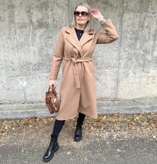 Béžový dlouhý flaušový kabát FIRENZE