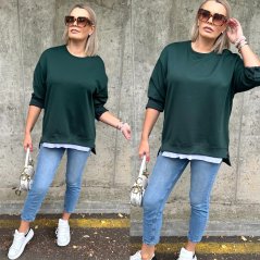 Smaragdově zelená delší mikina z máslového materiálu PEOPLE